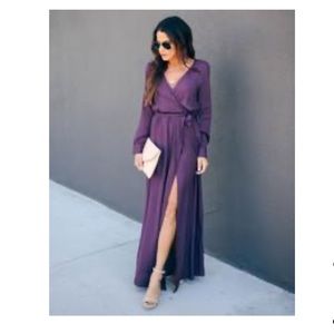 Plum Long Sleeve Maxi Wrap Dress Vici Size Small